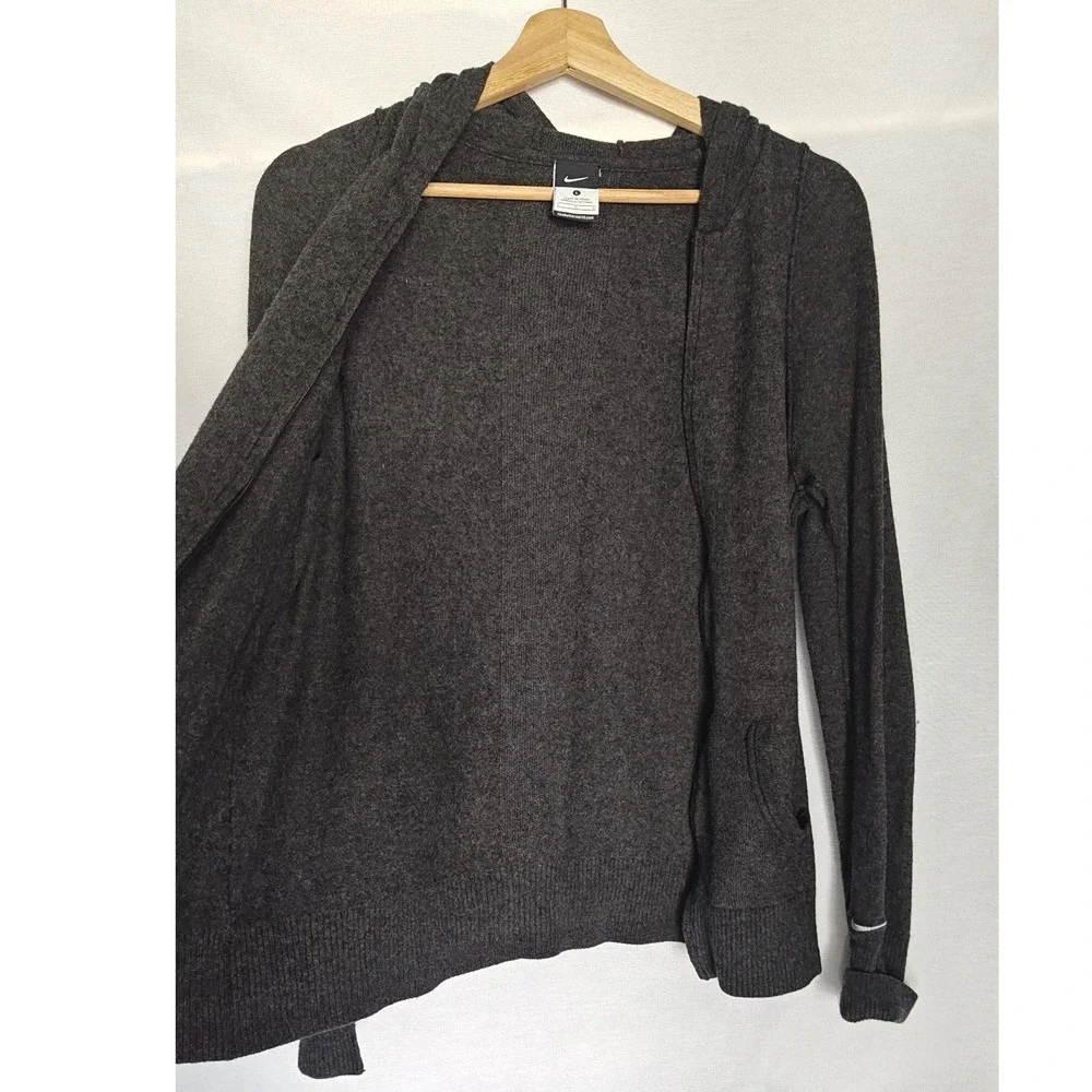 Nike‎ Hoodie Charcoal Gray Wool Blend Full Zip Knit Sweater Cardigan Large L